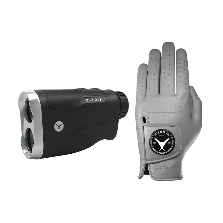 RavenX Pro rangefinder and Pigeon Grey Golf Glove bundle by Birdova