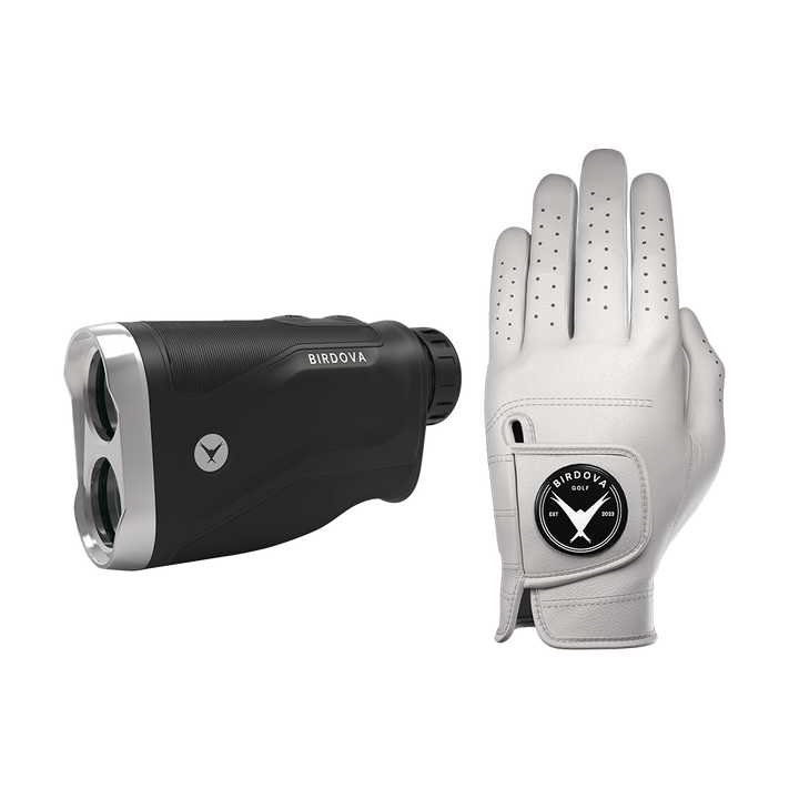 RavenX Pro rangefinder and Snowy Owl White Golf Glove bundle by Birdova